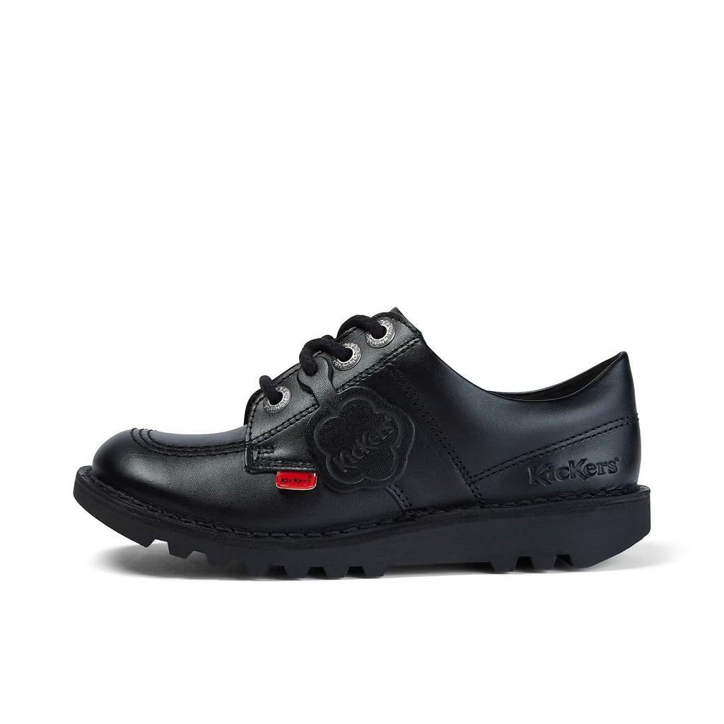 Kickers: Kick Lo Unisex School Shoes - Black Leather - Acorn & Pip_Kickers