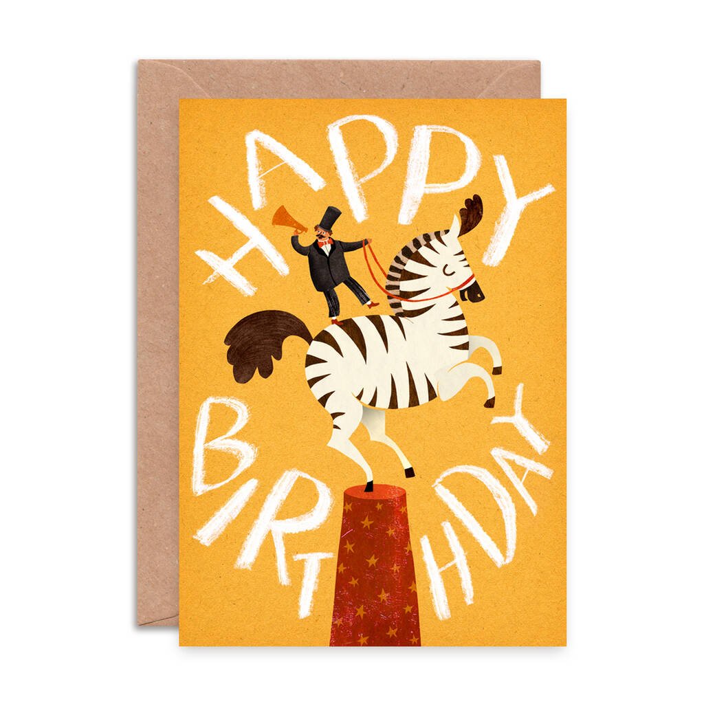 Emily Nash: Happy Birthday Zebra Card - Acorn & Pip_Emily Nash Illustration