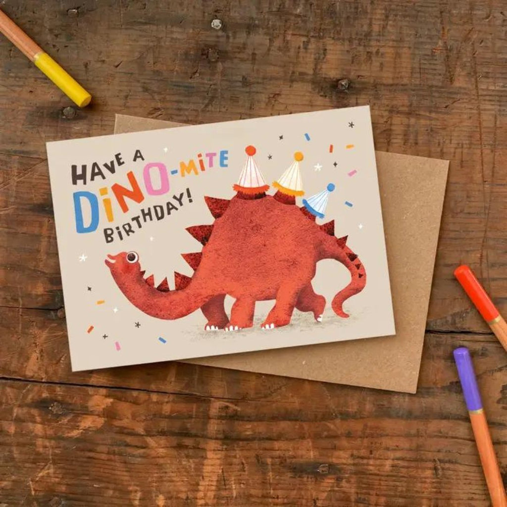 Emily Nash Illustration: Dino-mite Birthday Card - Acorn & Pip_Emily Nash Illustration