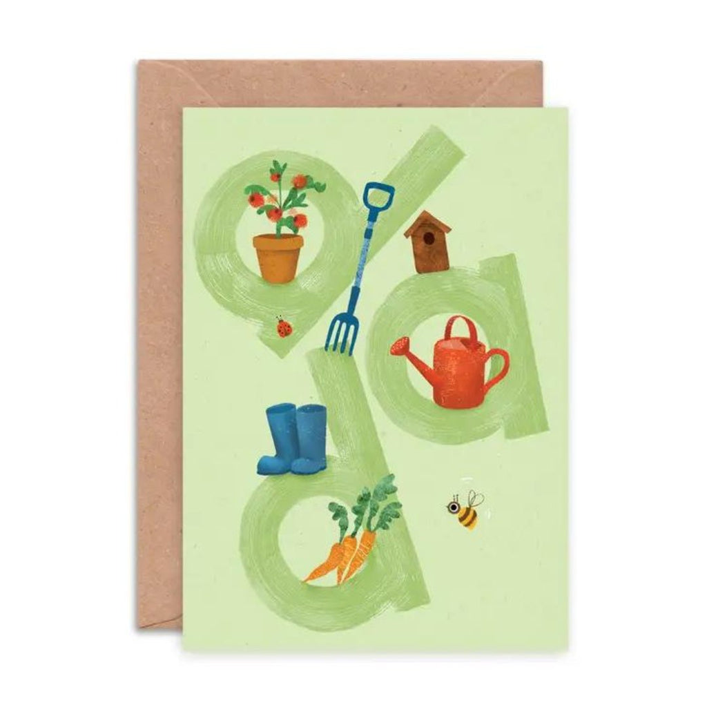Emily Nash Illustration: Gardening Dad Father's Day Card - Acorn & Pip_Emily Nash Illustration