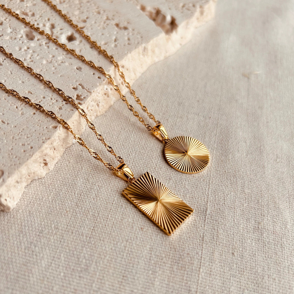 Little Nell: Gold Sunrise Rectangular Necklace - Acorn & Pip_Little Nell Jewellery