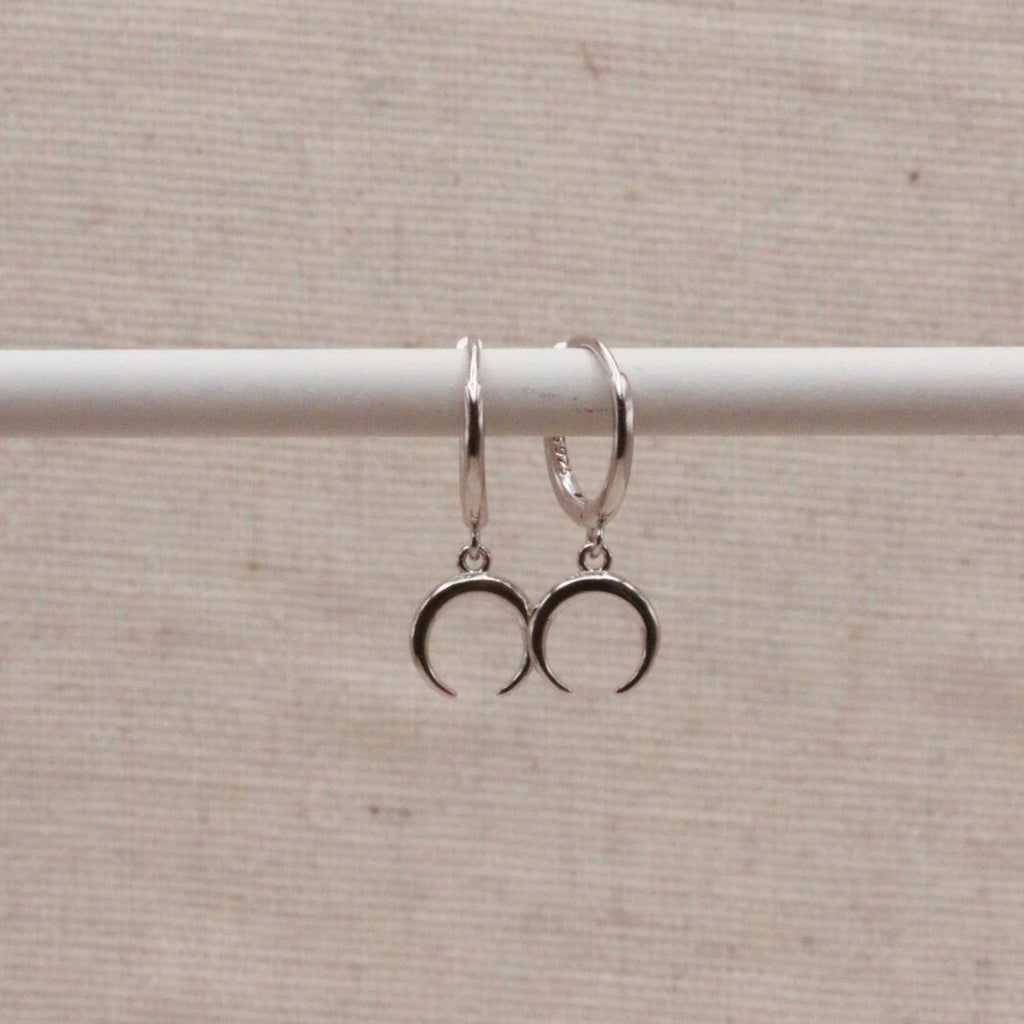 Little Nell Jewellery: Silver Horn Crescent Hoops - Acorn & Pip_Little Nell Jewellery