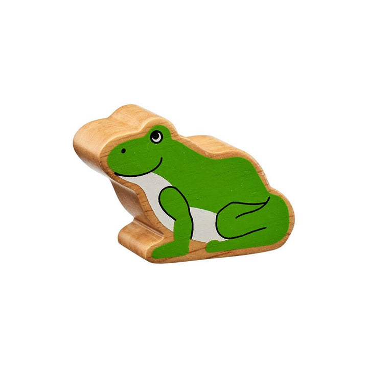 Wooden green frog toy from Acorn & Pip, featuring a charming design and natural wood grain edges, perfect for playful collections.