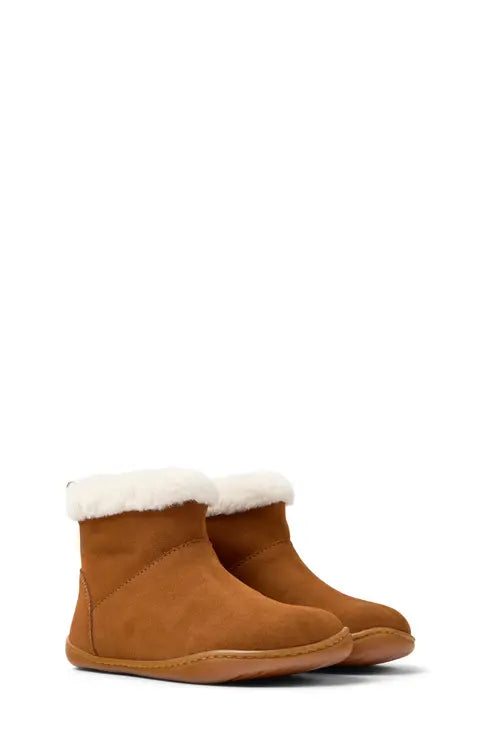 Camper: Peu Cami Ankle Boot with Fur - Brown