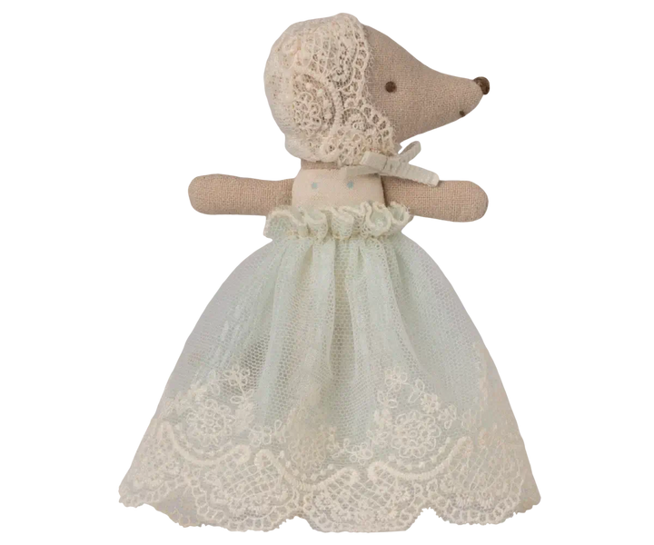 Maileg: Baby mouse in gown - Mint