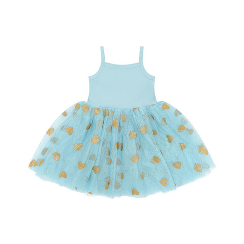 Bob & Blossom: Duck Egg & Gold Glitter Hearts Dress Acorn & Pip Bob & Blossom: Duck Egg & Gold Glitter Hearts Dress Acorn & Pip