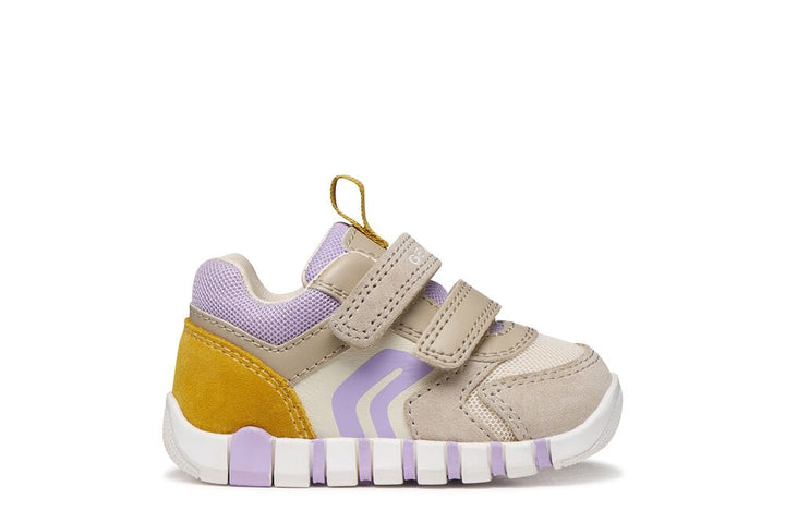 Geox: Iupidoo Velcro Trainers - Beige / Lilac