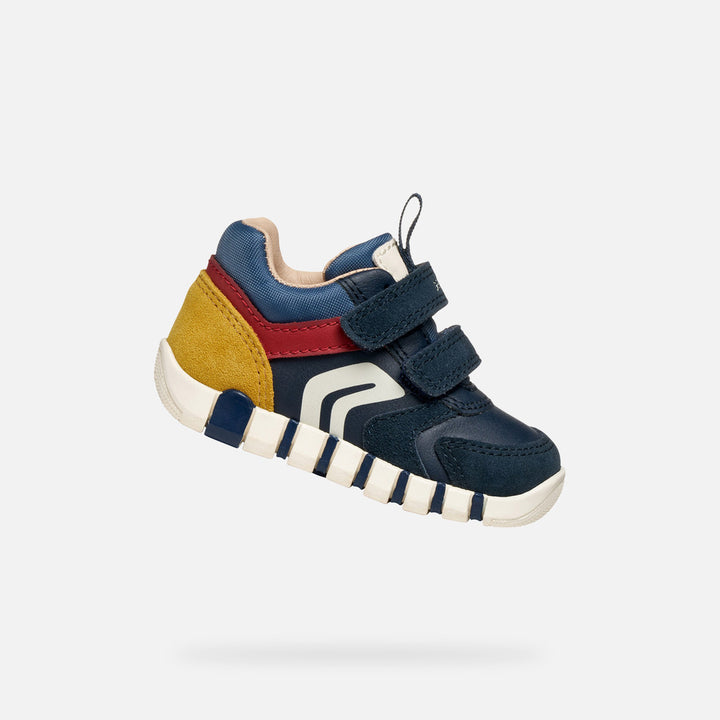 Geox: Iupidoo Velcro Trainers - Navy / Dark Red