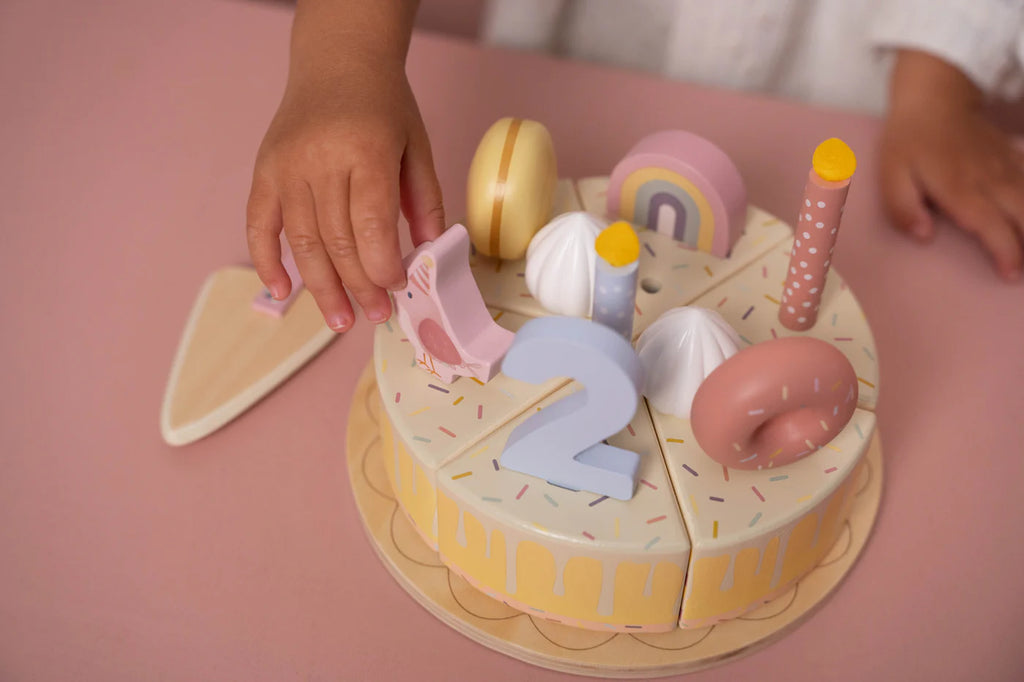 Little Dutch: Wooden Birthday Cake FSC - Pink - Kids Wooden Toys at Acorn & Pip