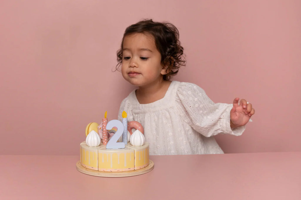 Little Dutch: Wooden Birthday Cake FSC - Pink - Kids Wooden Toys at Acorn & Pip