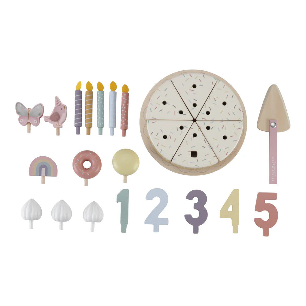 Little Dutch: Wooden Birthday Cake FSC - Pink - Kids Wooden Toys at Acorn & Pip