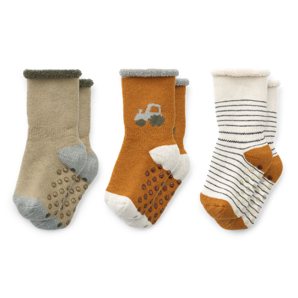 Liewood: Eloy Anti-Slip Socks 3-Pack - Vehicles - A/W 2023 Kids Baby Accessories at Acorn & Pip 