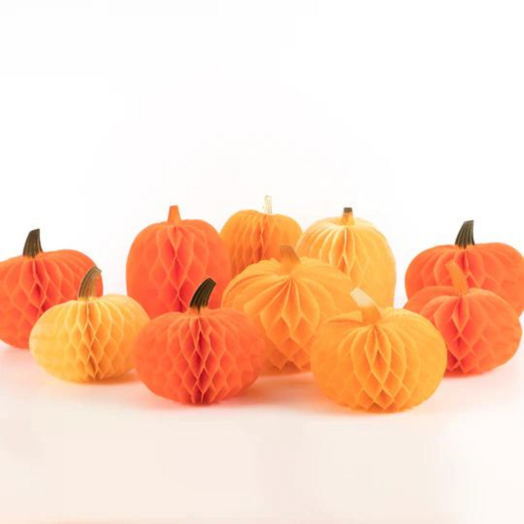 Meri Meri: Honeycomb Pumpkins (x 10) - Halloween Meri Meri Decorations at Acorn & Pip