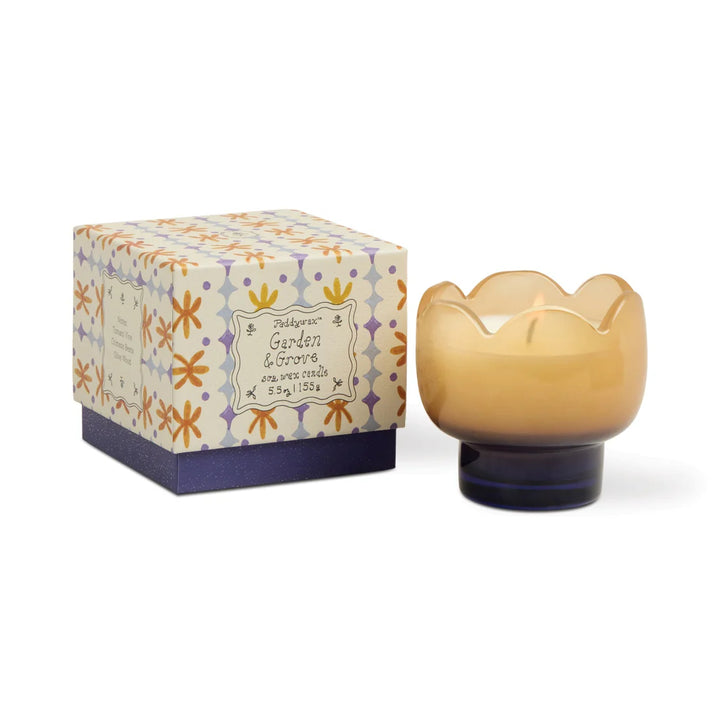Tulip 5.5oz/155g Orange and Blue Glass Candle - Garden & Grove