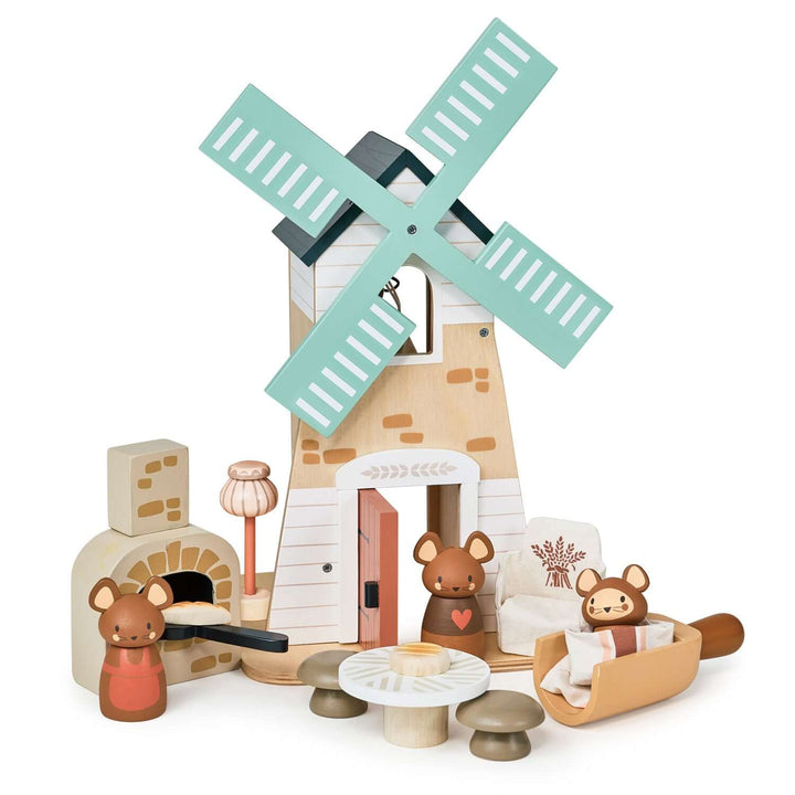 Tenderleaf Toys Penny Windmill features a charming windmill and adorable field mice, perfect for nurturing imaginative play.