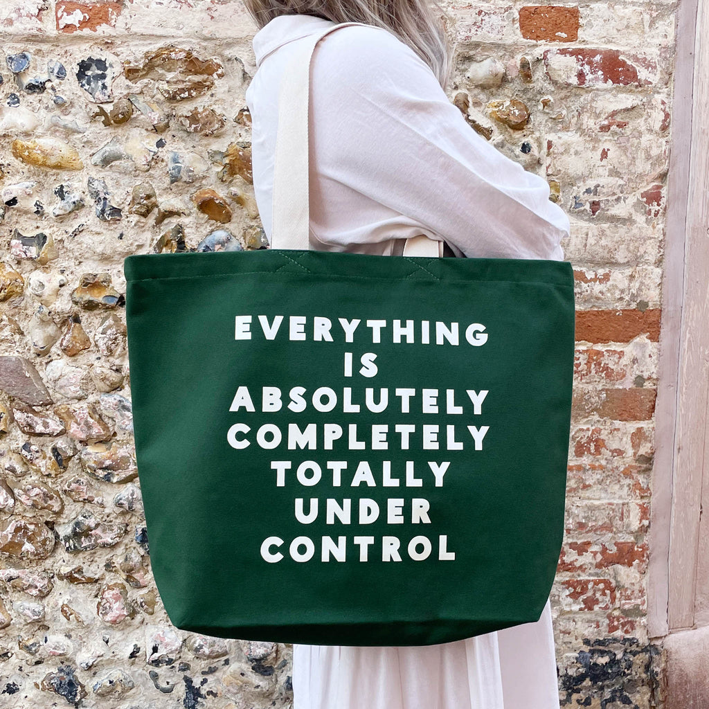 Alphabet Bags: Everything Is Under Control Canvas Tote Bag - Forest Green - Acorn & Pip_Alphabet Bags