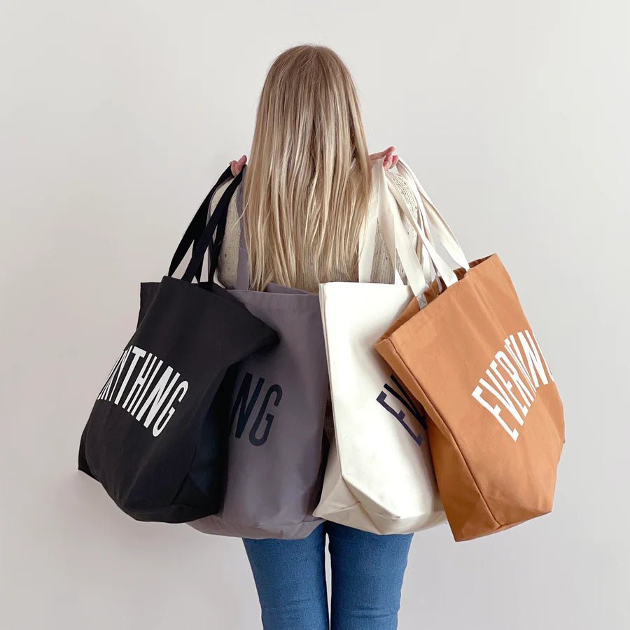 Alphabet Bags: Everything Oversized Ecru Big Tote Bag - Acorn & Pip_Alphabet Bags