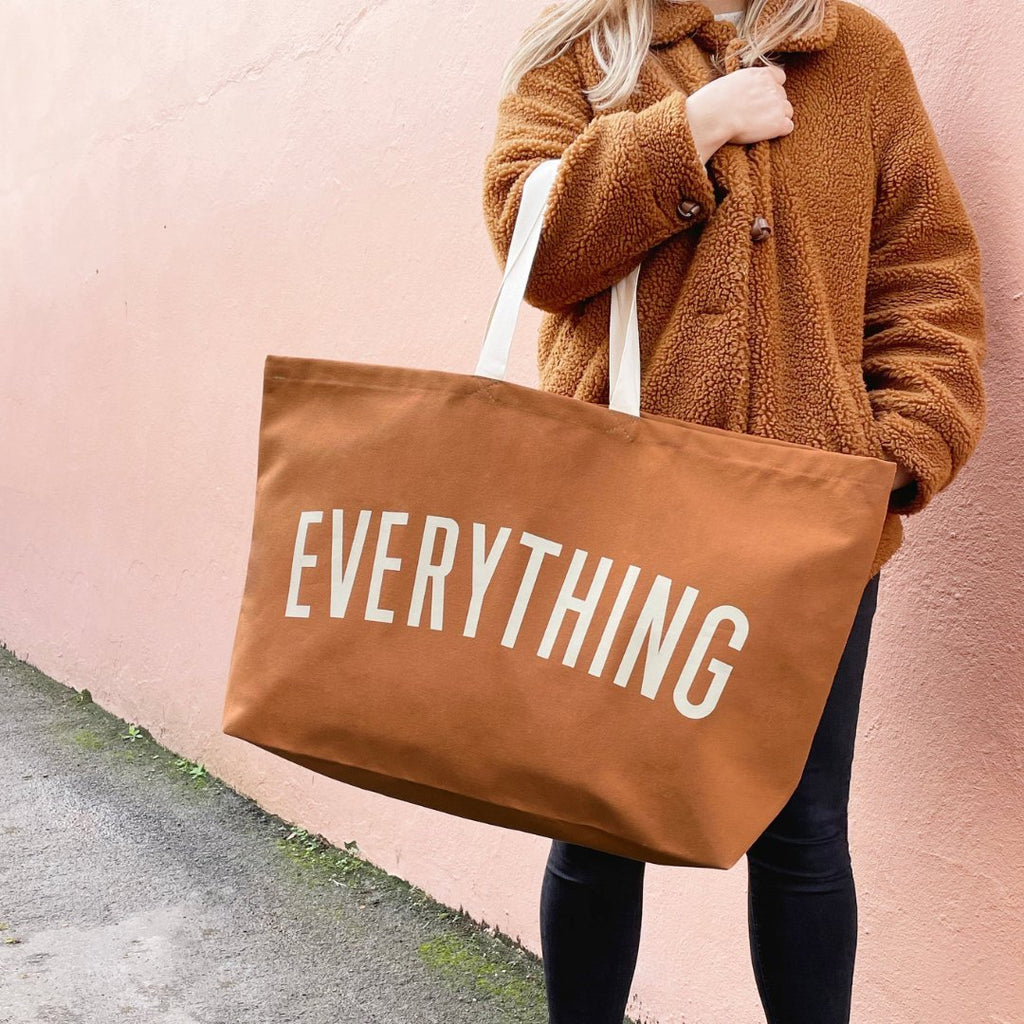 Alphabet Bags: Everything Oversized Tan Big Tote Bag - Acorn & Pip_Alphabet Bags