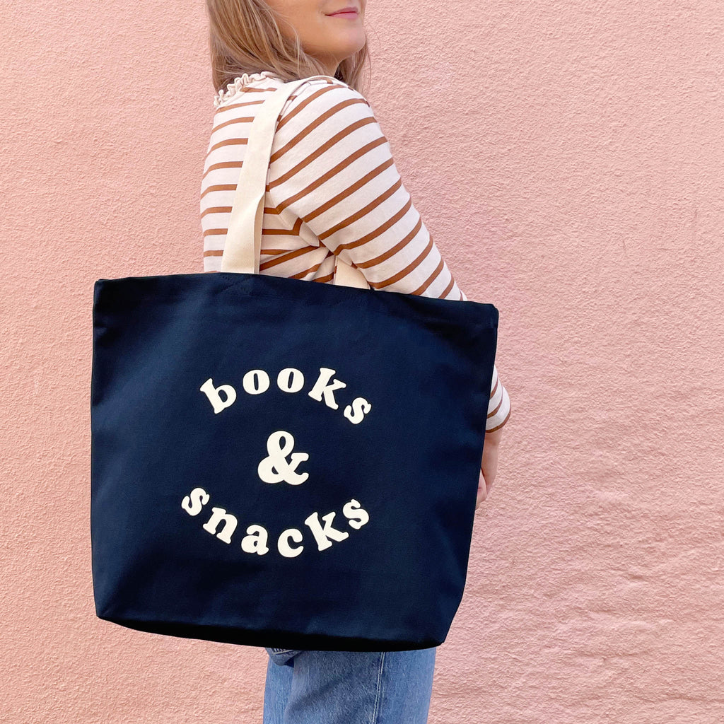 Alphabet Bags: Navy Books & Snacks Bag - Acorn & Pip_Alphabet Bags