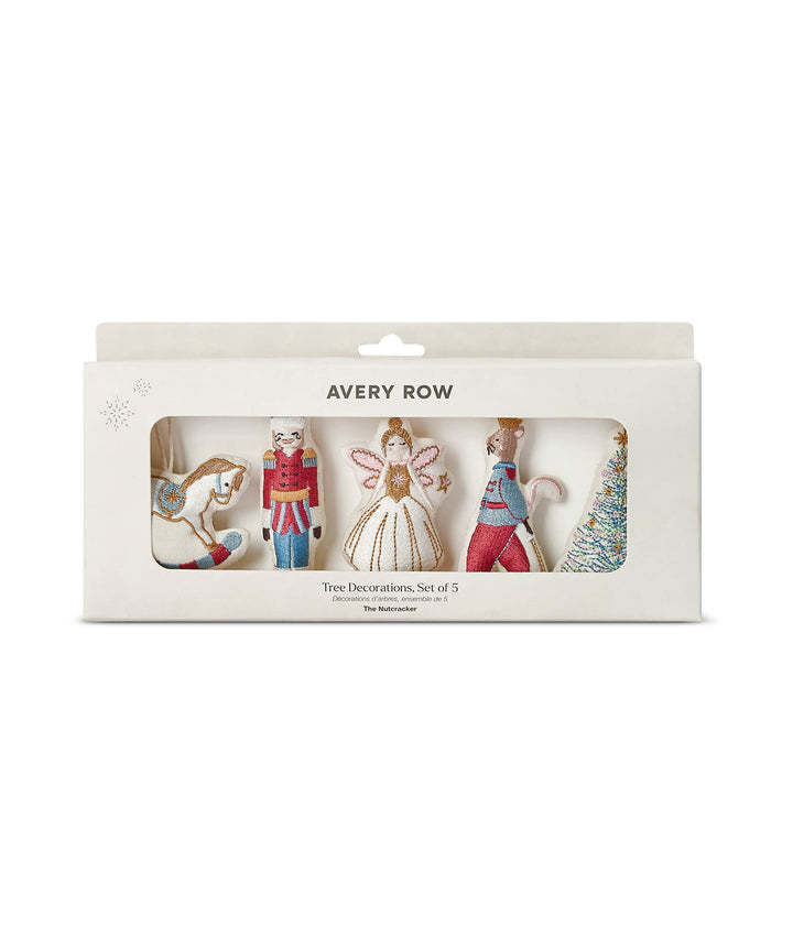 Avery Row Nutcracker Embroidered Tree Decorations – Set of 5