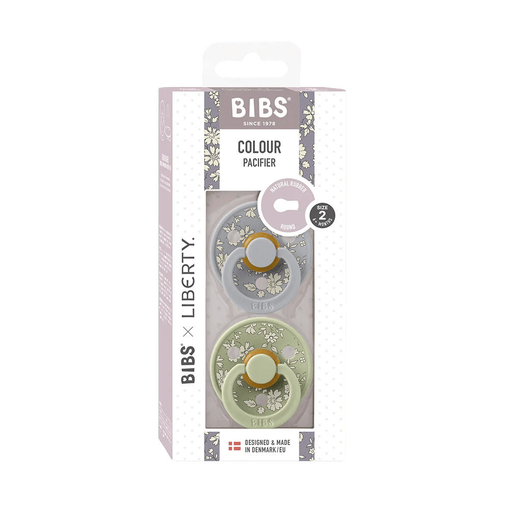 BIBS: BIBS x LIBERTY Colour 2 Pack Capel Round Pacifier - Sage Mix Size 2 (6+ Months) - Acorn & Pip_BIBS