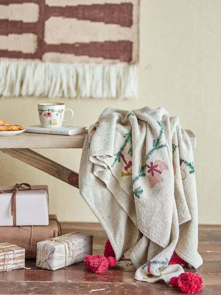 Bloomingville: Yule Throw, Nature, Recycled Cotton - Acorn & Pip_Bloomingville