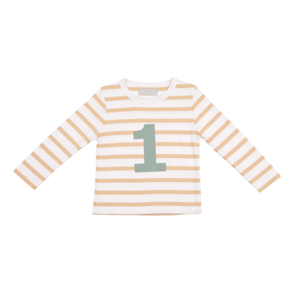 Bob + Blossom: Number Tee - Biscuit / Green - Acorn & Pip_Bob & Blossom