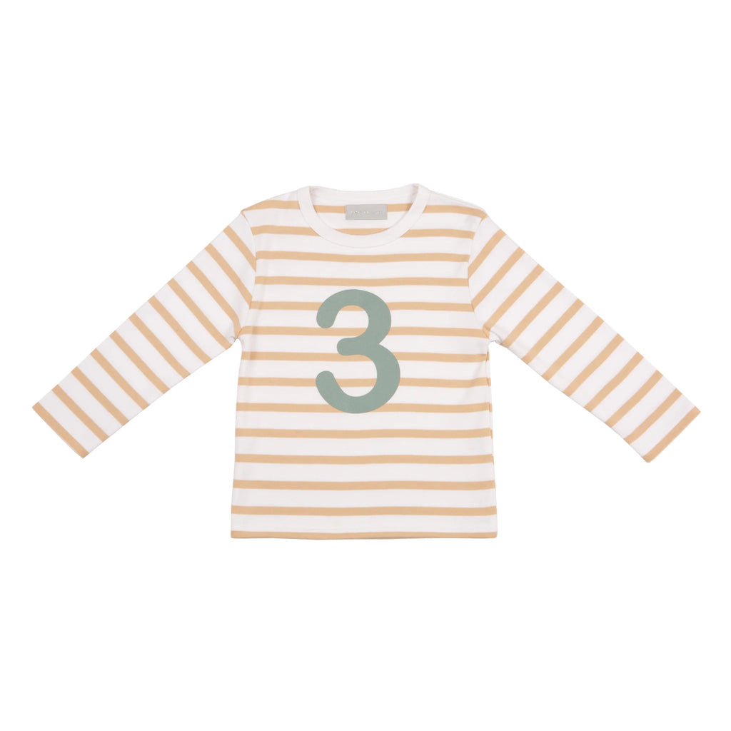 Bob + Blossom: Number Tee - Biscuit / Green - Acorn & Pip_Bob & Blossom