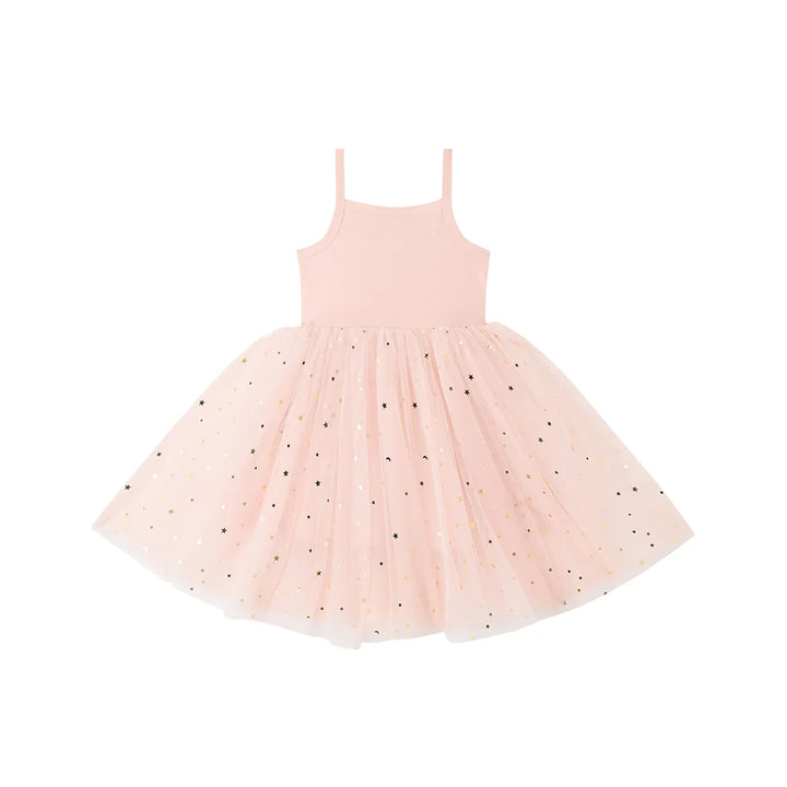 Bob & Blossom Girls Pale Pink Gold Moon & Stars Dress