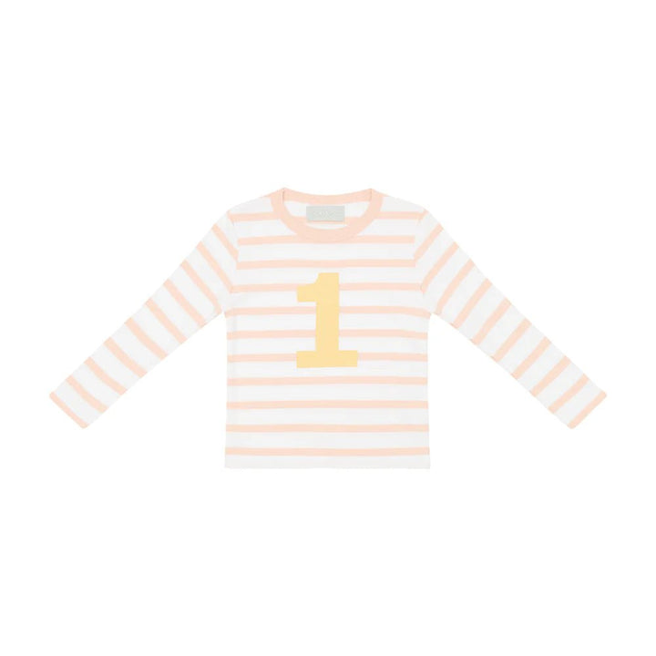 Bob & Blossom: Powder Pink & White Striped Number T-Shirt - Acorn & Pip_Bob & Blossom