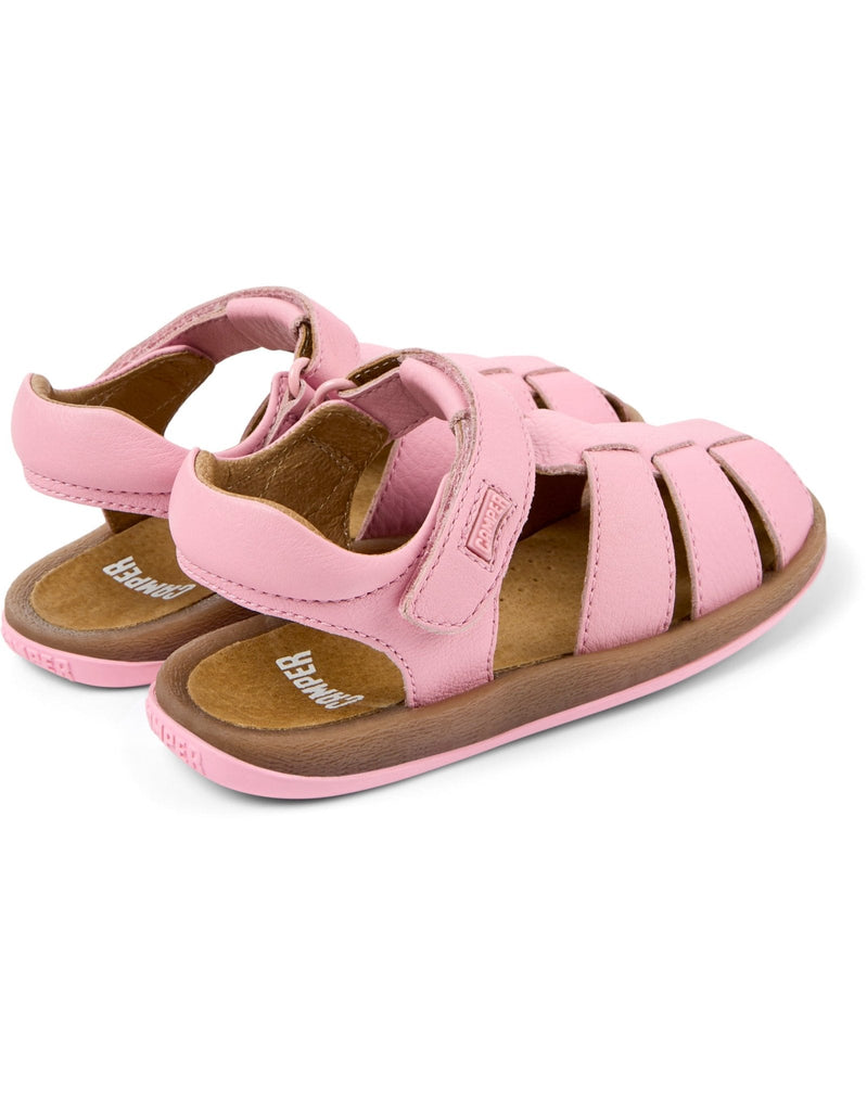 Camper: Bicho Girls Velcro Closed Toe Sandals - Pink Leather - Acorn & Pip_Camper