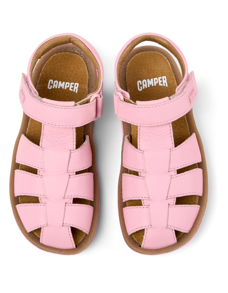 Camper: Bicho Girls Velcro Closed Toe Sandals - Pink Leather - Acorn & Pip_Camper