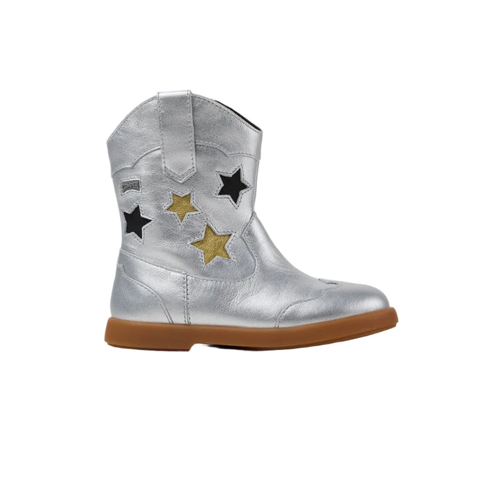 Camper silver leather star boots