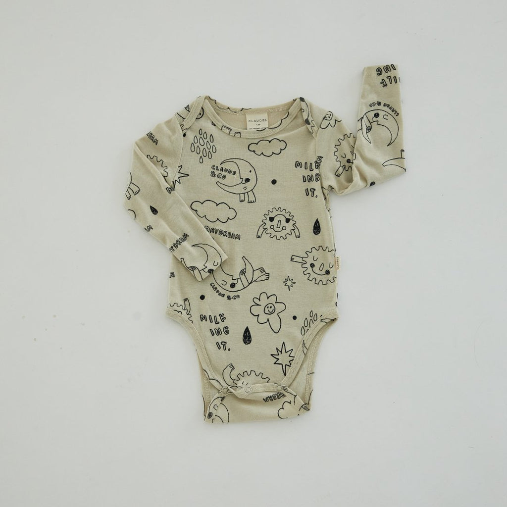 Claude & Co: Daydream Sketch Print Baby Bodysuit - Acorn & Pip_Claude & Co