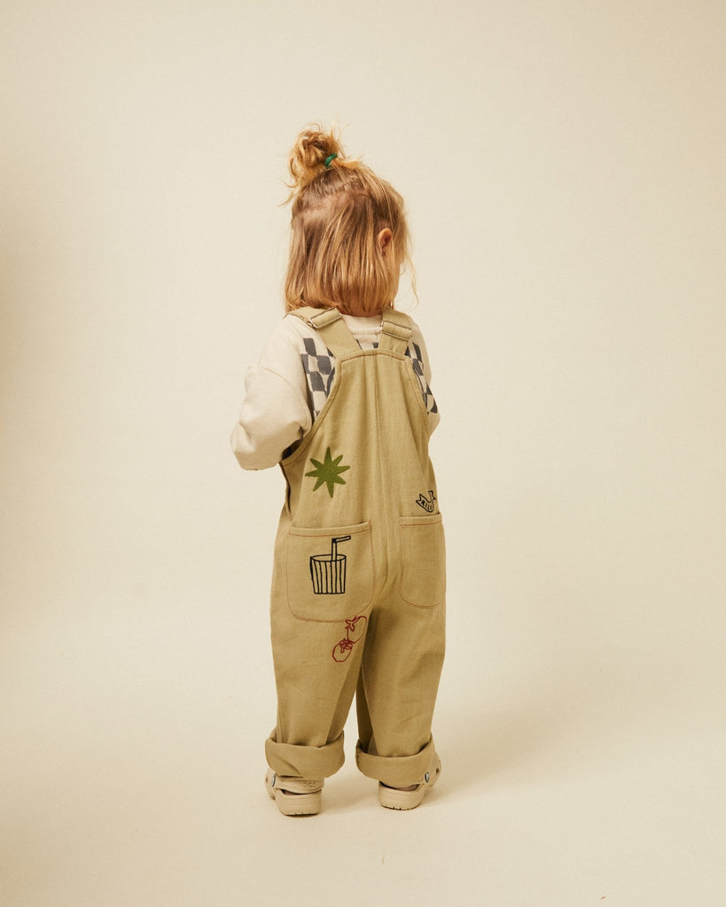 Claude & Co: Piper Embroidery Dungaree - Olive - Acorn & Pip_Claude & Co