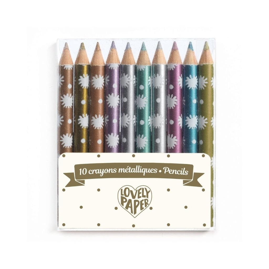 Djeco: 10 Chic Mini Metallic Pencils - Acorn & Pip_Djeco
