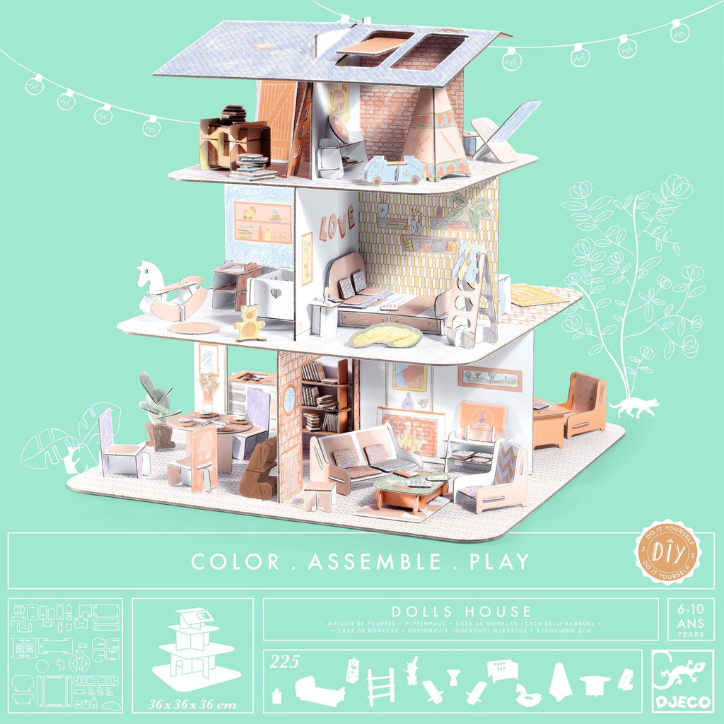 Djeco: DIY Colour Assemble Play - Dolls House - Acorn & Pip_Djeco