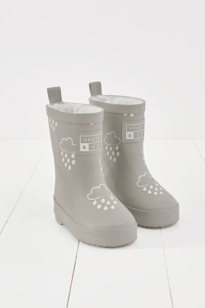 Grass & Air: Geothermal Grey Colour - Changing Kids Wellies - Acorn & Pip_Grass & Air