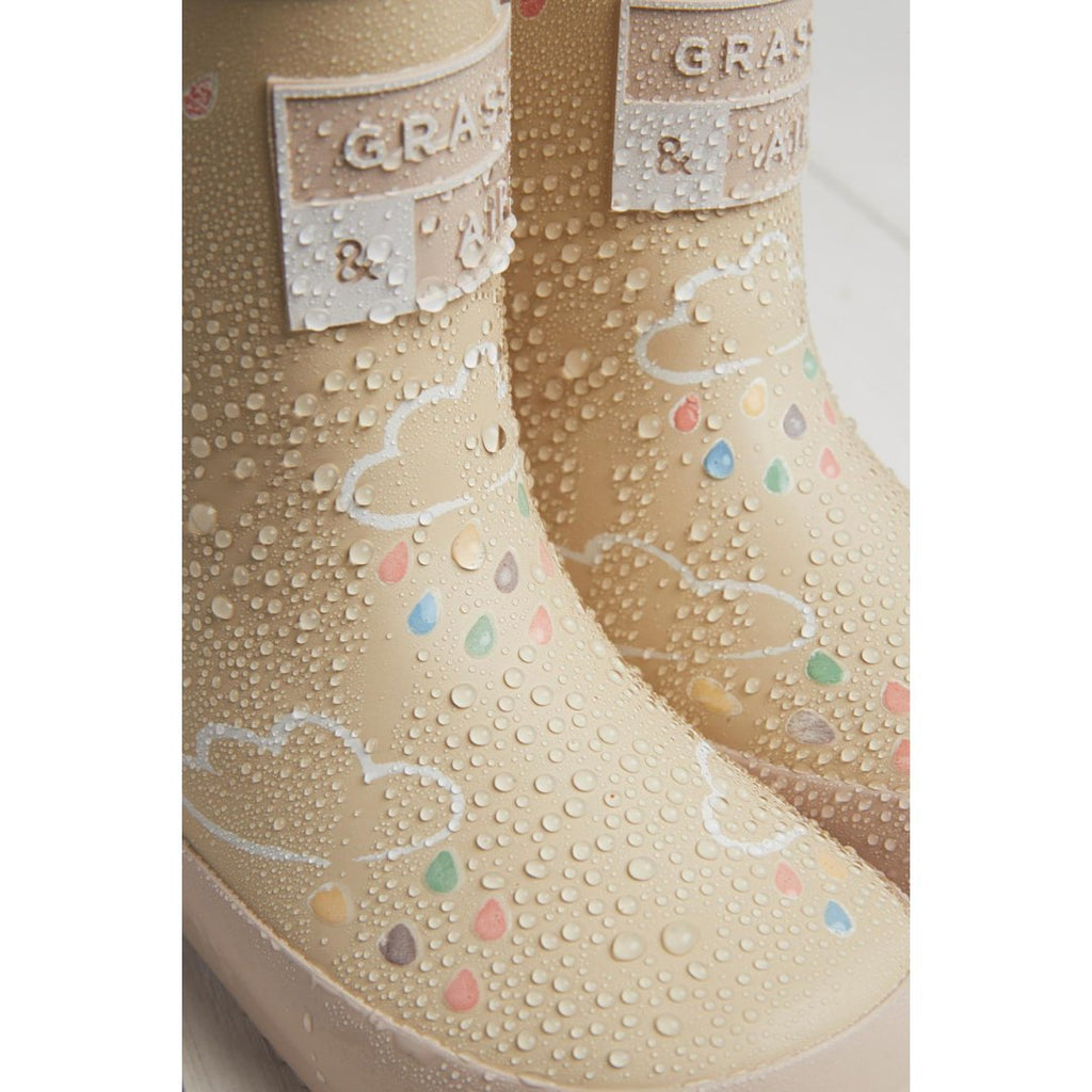 Grass & Air: Stone Colour - Changing Kids Wellies with Teddy Fleece Lining - Acorn & Pip_Grass & Air