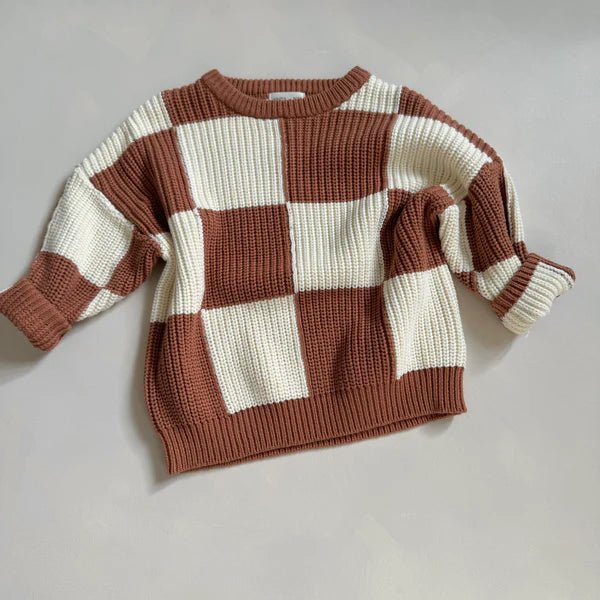 Hunter + Rose: Aspen Kids Jumper - Checkerboard - Acorn & Pip_Hunter + Rose