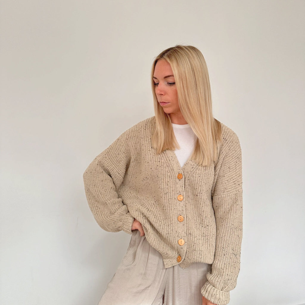 Hunter + Rose: Avery Adult Cardigan - Oat Flecked - Acorn & Pip_Hunter + Rose