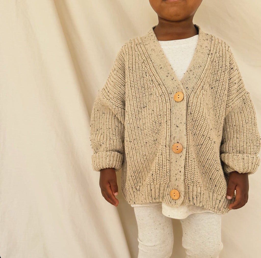 Hunter + Rose: Avery Kids Cardigan - Oat Flecked - Acorn & Pip_Hunter + Rose