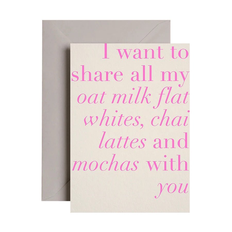 I am Roxanne: Oat Milk Flat White Card - Acorn & Pip_I am Roxanne