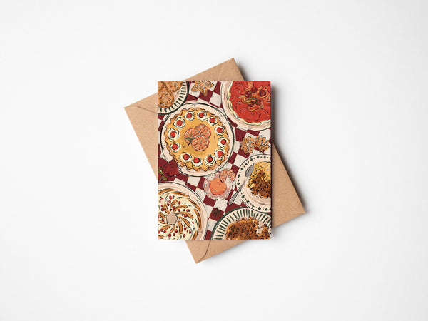 Jenna Crush Festive Puddings Illustrated Christmas Card