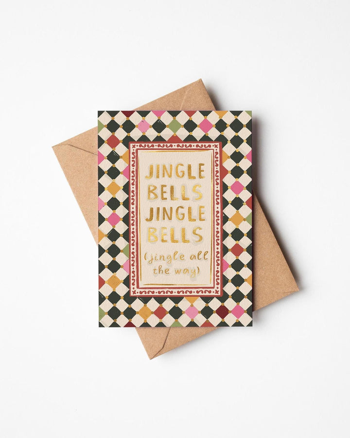 Jenna Crush Jingle Bells Christmas card with kraft envelope