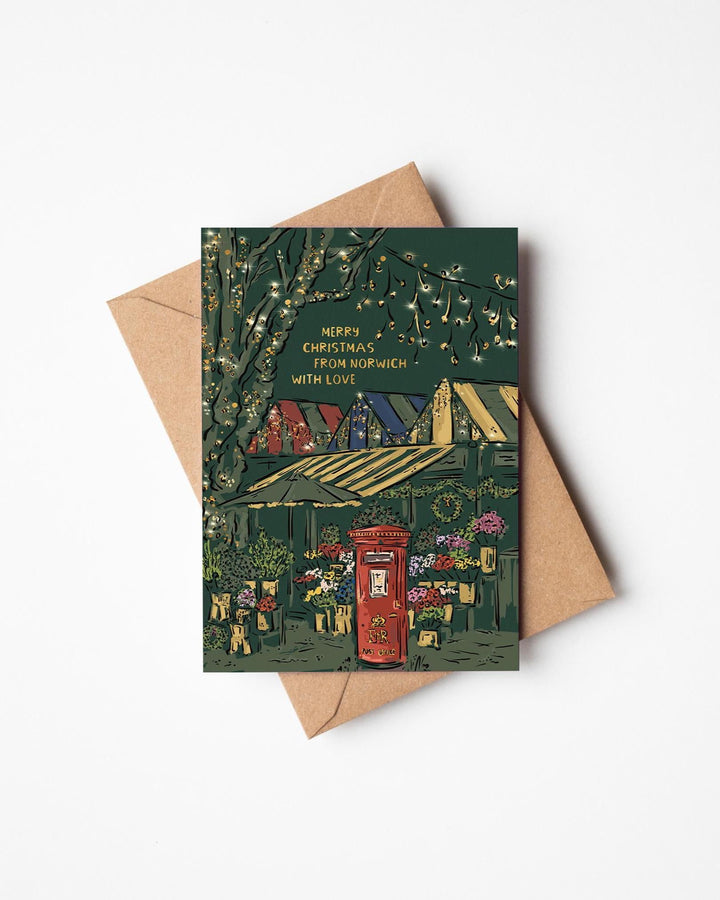Jenna Crush Norwich Christmas card with kraft envelope