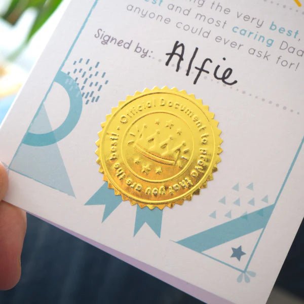 Joanna Hawker: Best Daddy Certificate Card - Acorn & Pip_Joanne Hawker