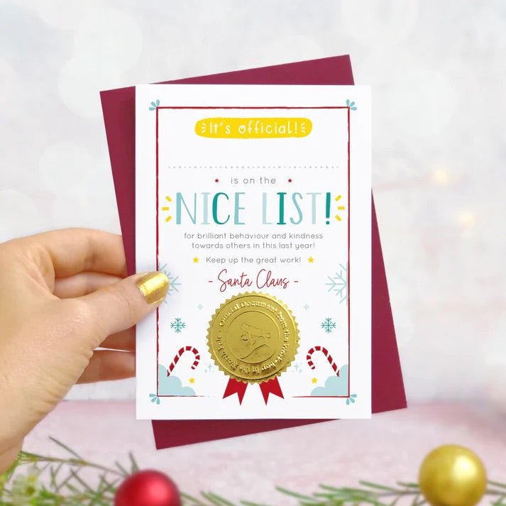 Joanna Hawker: Nice List Christmas Certificate Card - Acorn & Pip_Joanne Hawker