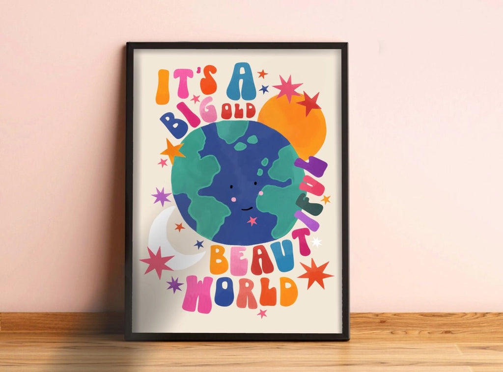 Kate Fox Design: Beautiful World - A3 Print - Acorn & Pip_Kate Fox Design