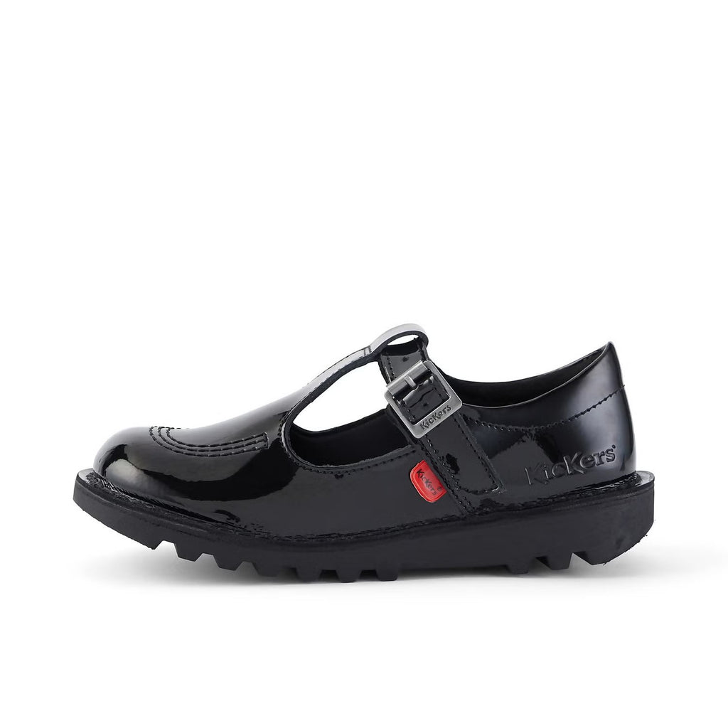 Kickers: Kick T-Bar Girls School Shoes - Black Patent Leather - Acorn & Pip_Kickers